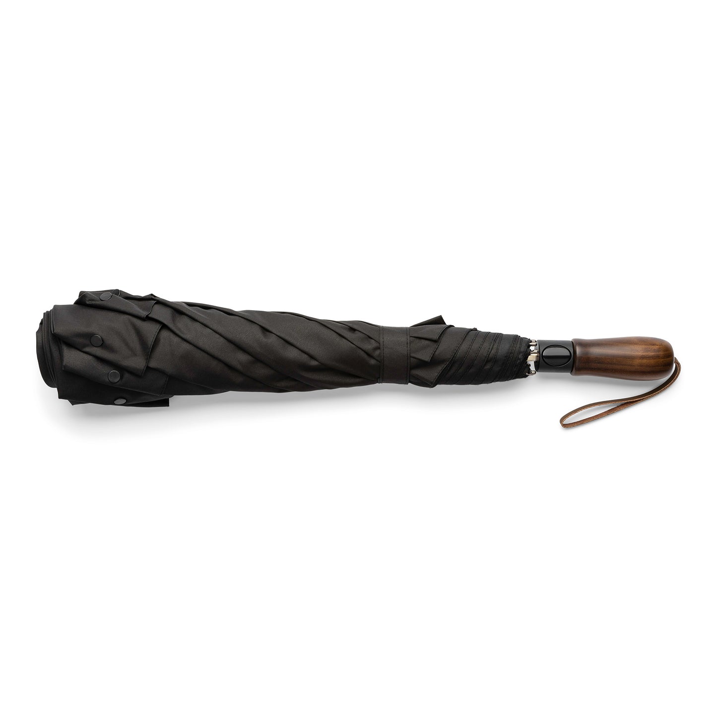 WindPro® Vented Auto Open 58" Arc Jumbo Compact Umbrella with Ergonomic Wood Grip and Shoulder Strap