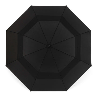 WindPro® Vented Auto Open 58" Arc Jumbo Compact Umbrella with Ergonomic Wood Grip and Shoulder Strap