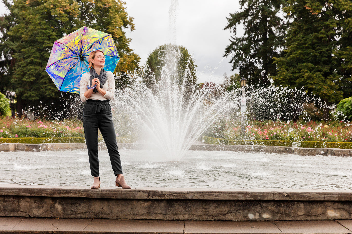 Iridescent Auto Open 50" Arc Stick Umbrella