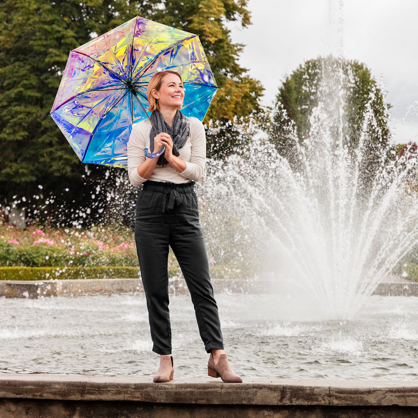 Iridescent Auto Open 50" Arc Stick Umbrella